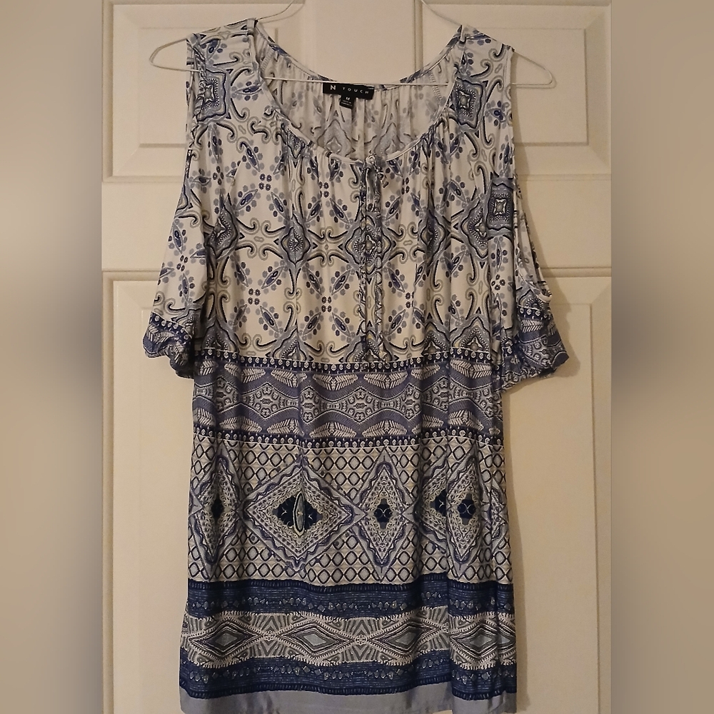 Blue and Black Patterned Top